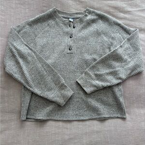 Women’s Gray Waffle Knit Henley Sweater